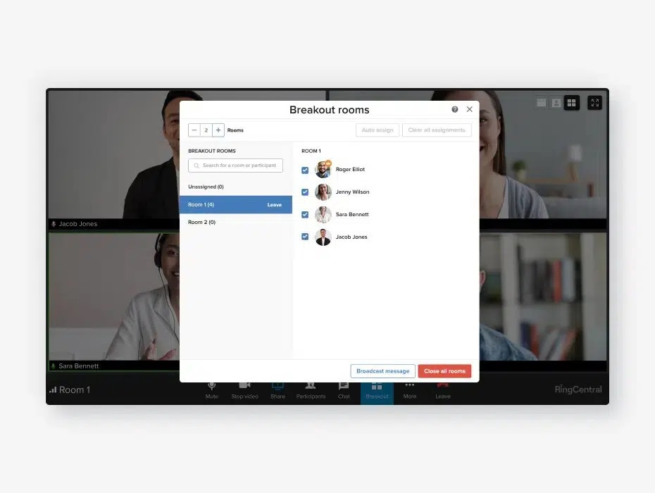 Breakout Rooms in RingCentral Video 