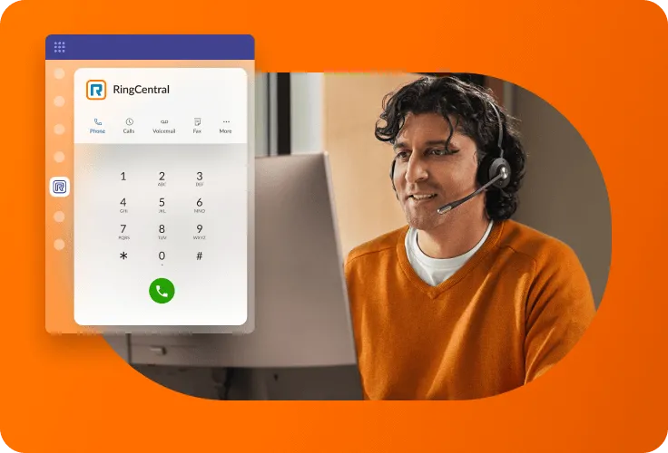 A male agent using the RingCentral dialpad in Microsoft Teams integration