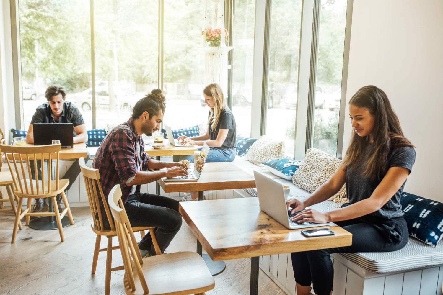 Coffee shop remote workers