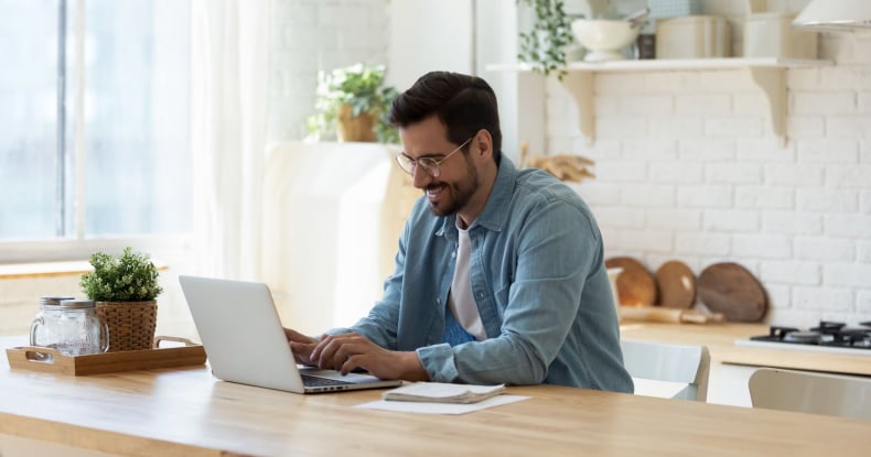 man laptop work home