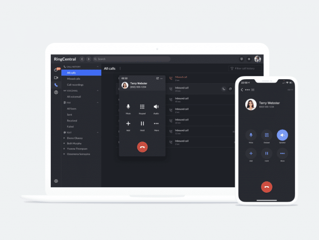 Dark Theme shown in the RingCentral app