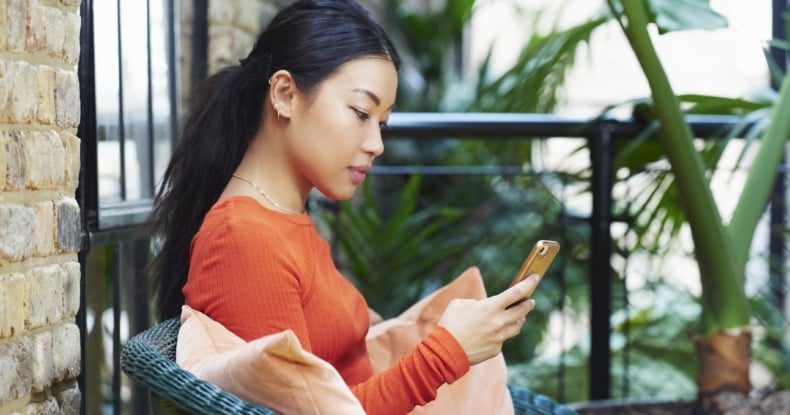 woman texting on mobile phone-773