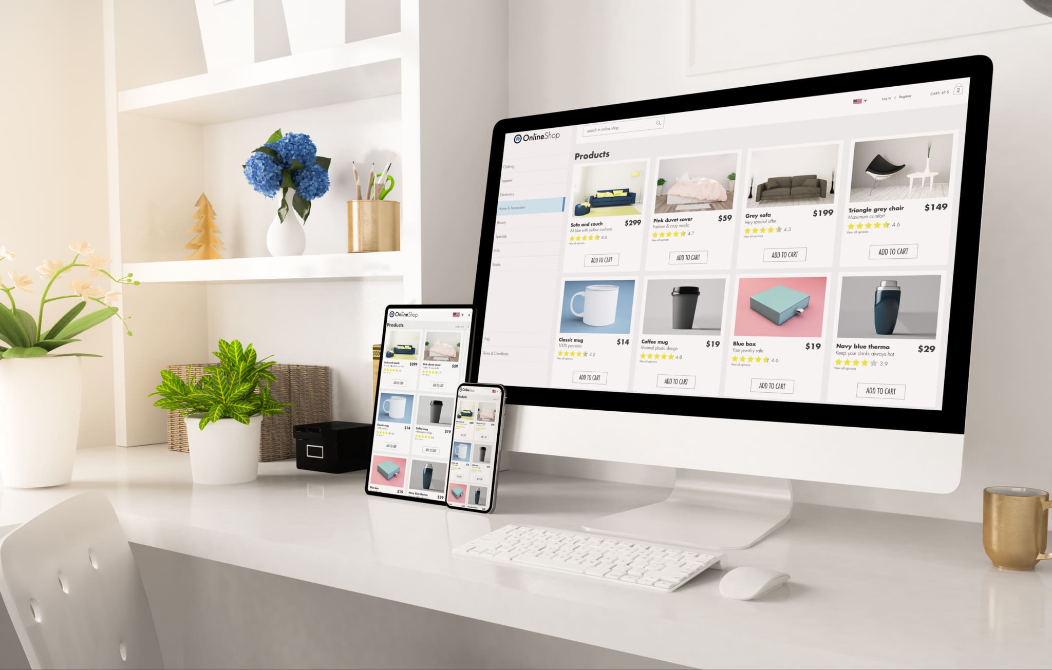 online shop website on home office setup-743