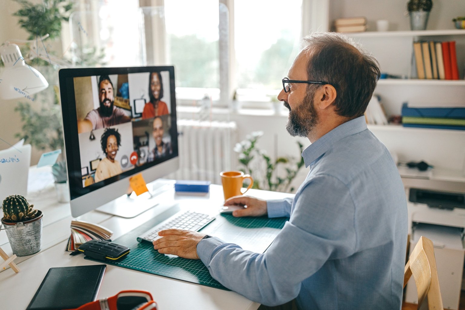 Video call with team members-495