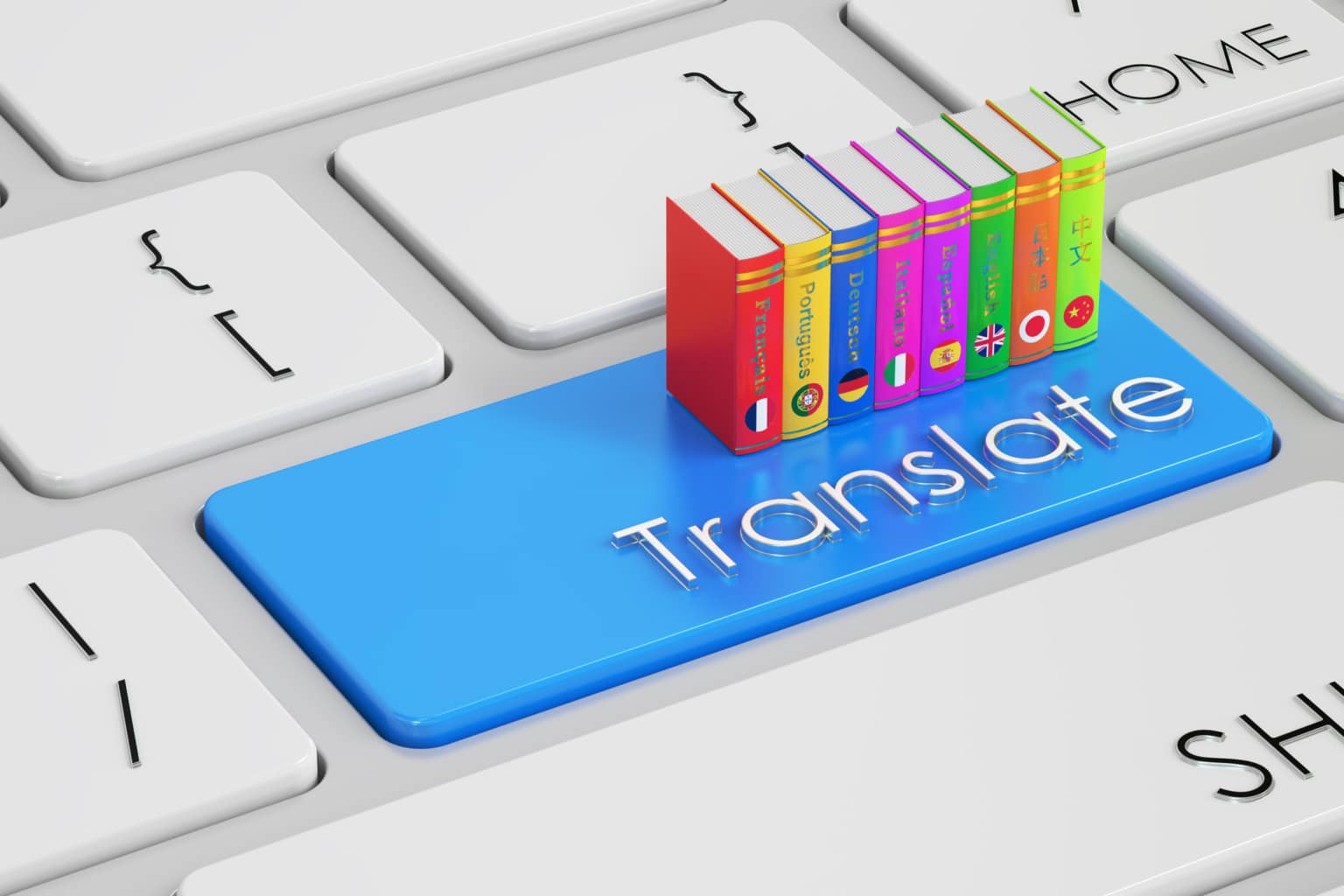 Translate concept on keyboard, 3D rendering-648