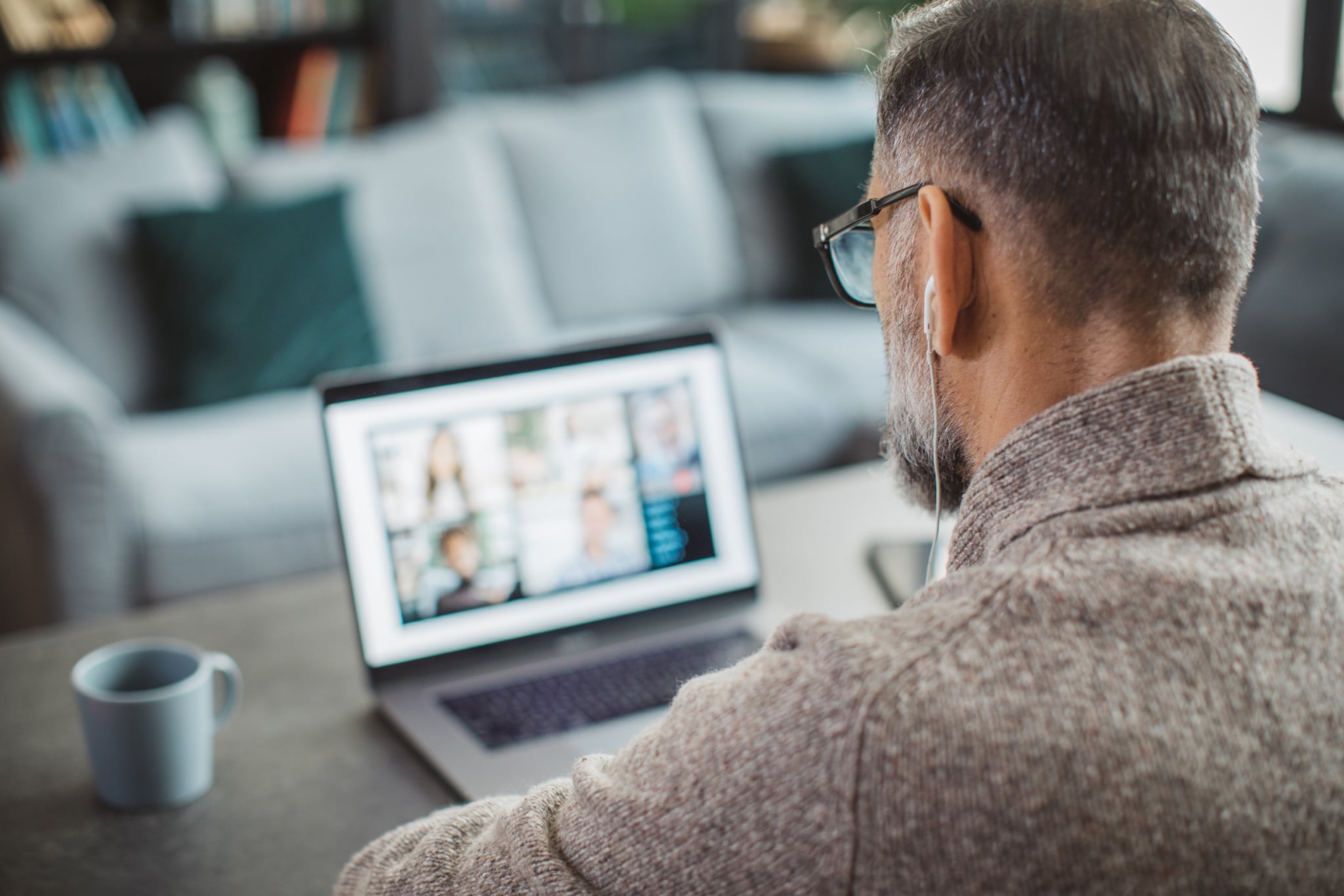 man working from home