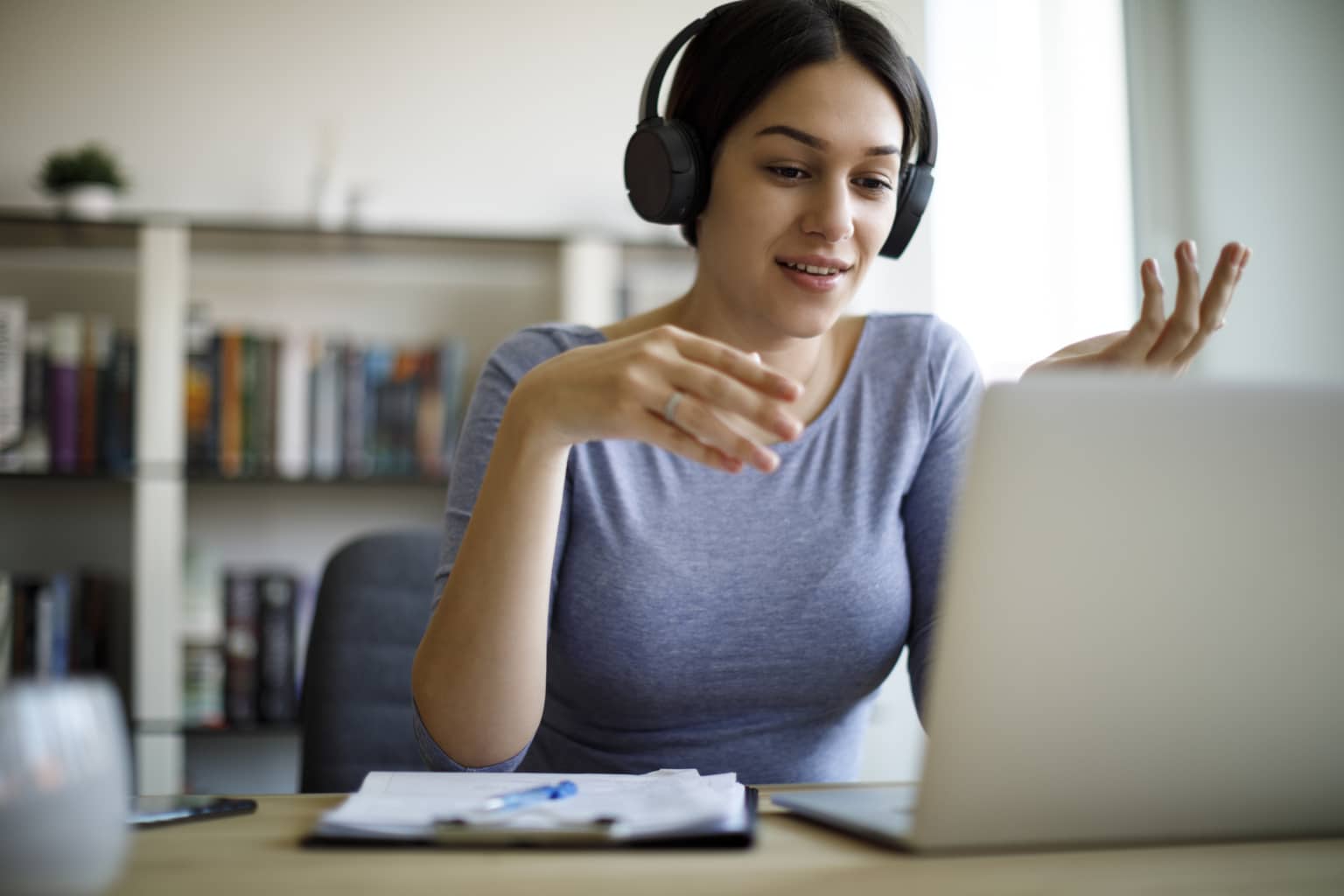 having-video-call-on-laptop-computer-at-home