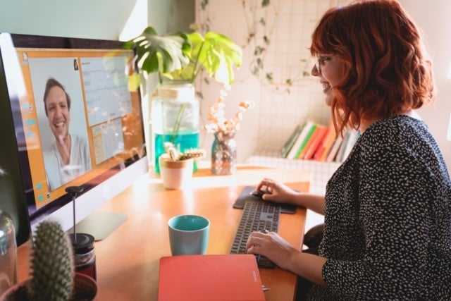 woman hosting a video call