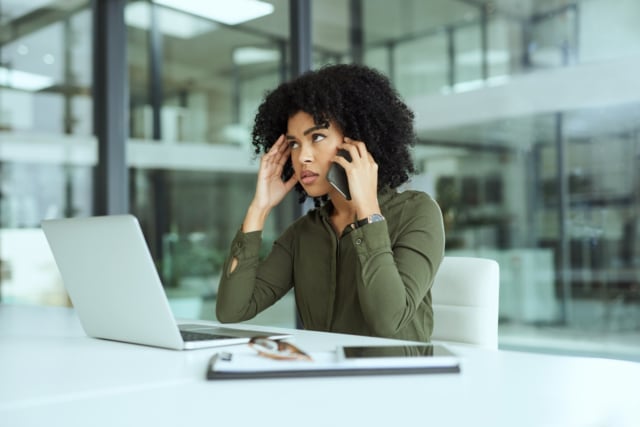 Woman receiving a spam caller