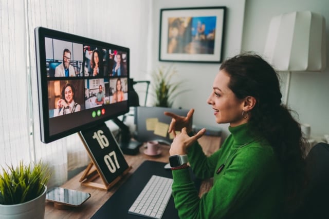 Business meeting on video call during COVID-19 lockdown-522