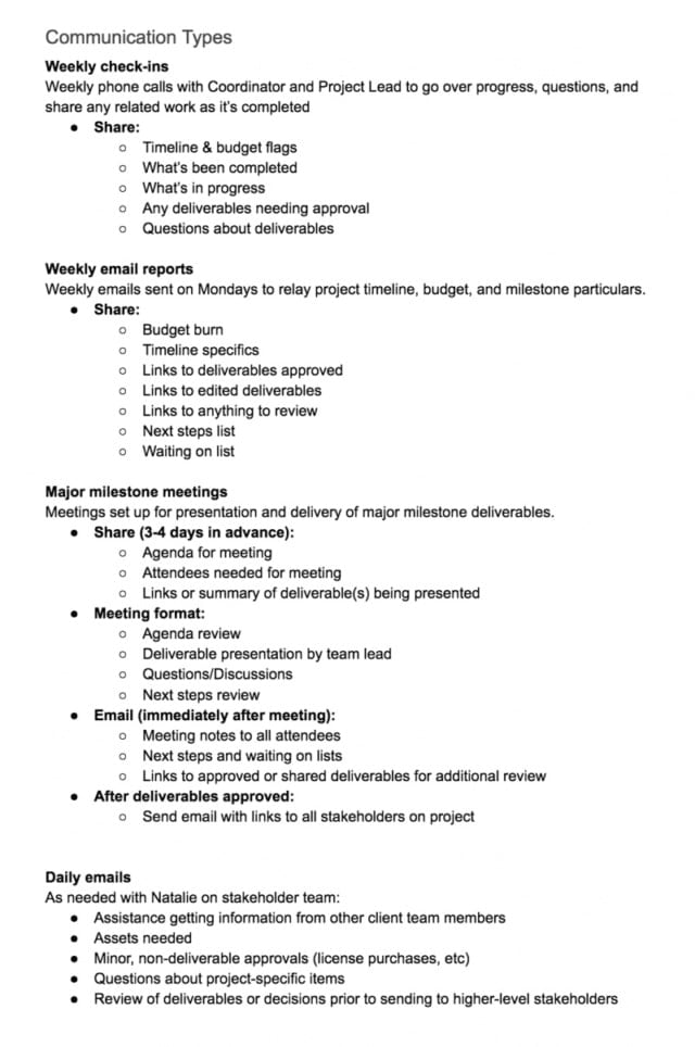 Project Communication Plan Exampl