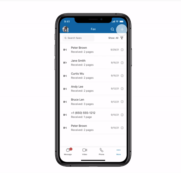 user interface showing how to customise fax cover pages