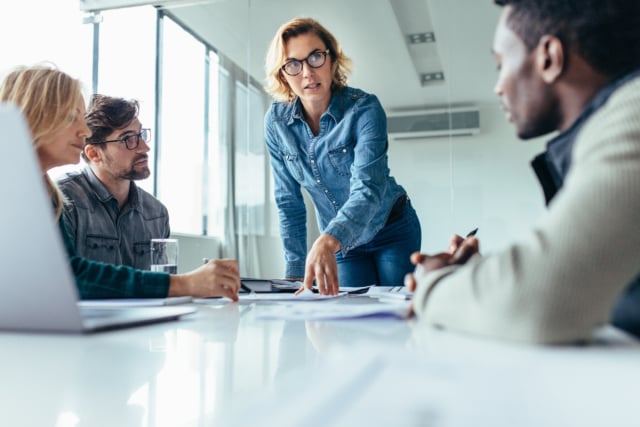 A Businesswoman leading business presentation