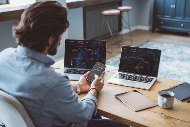 A businessman working from home office