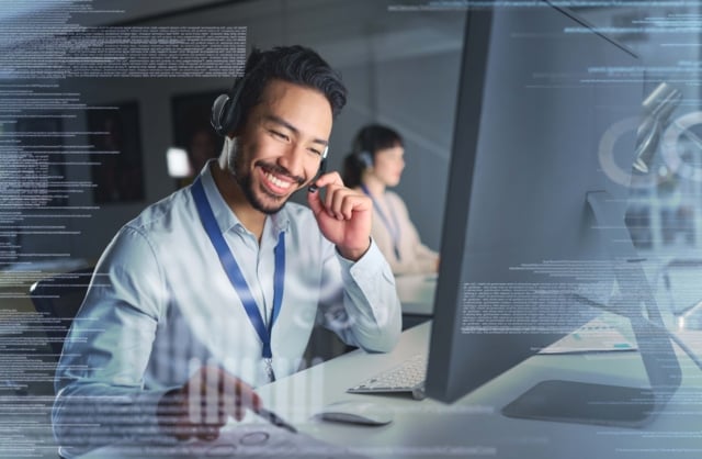 Contact centre agents using AI-driven tools on their screens