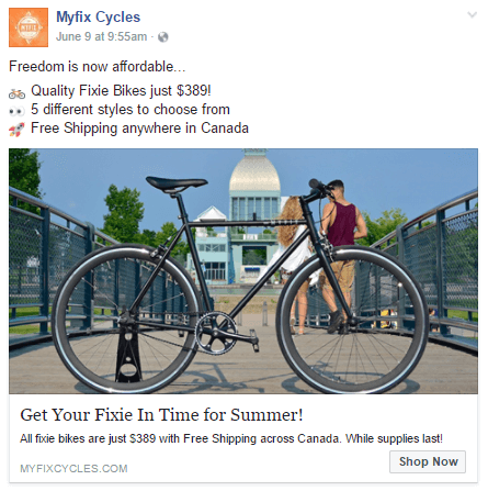 facebook remarketing ad example