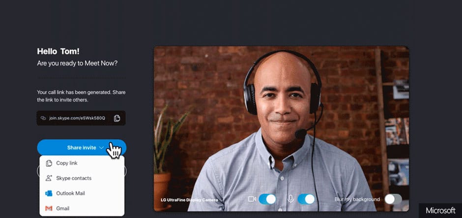 Meet Now is the video conferencing option offered in Skype