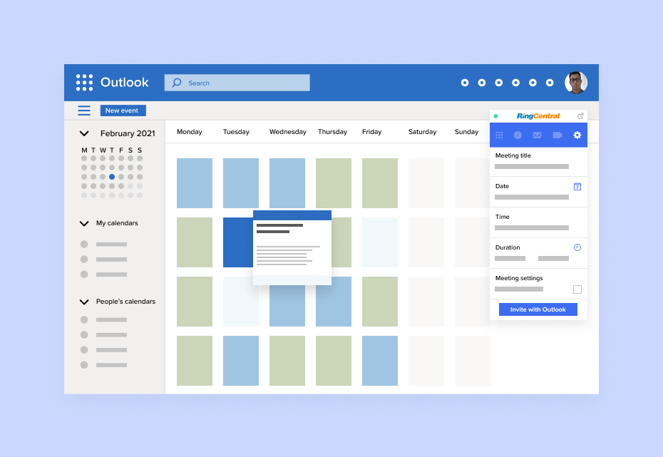 Setting up a meeting using RingCentral for Microsoft 365