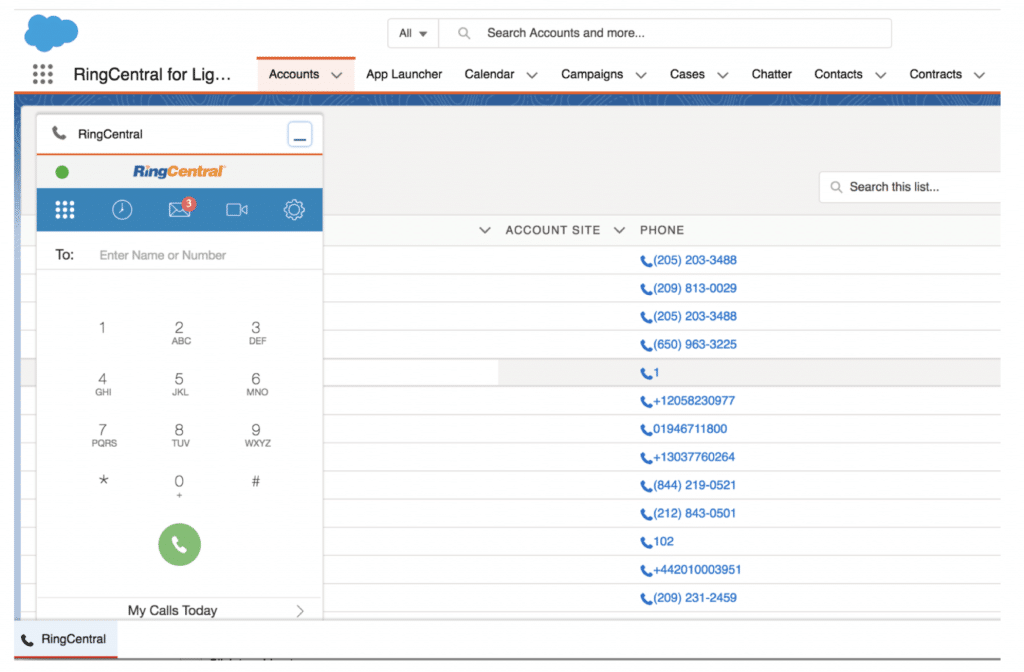 RingCentral’s click-to-dial integration with Salesforce