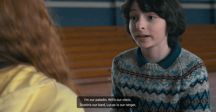 A screenshot from Stranger Things where Mike Wheeler explains team roles