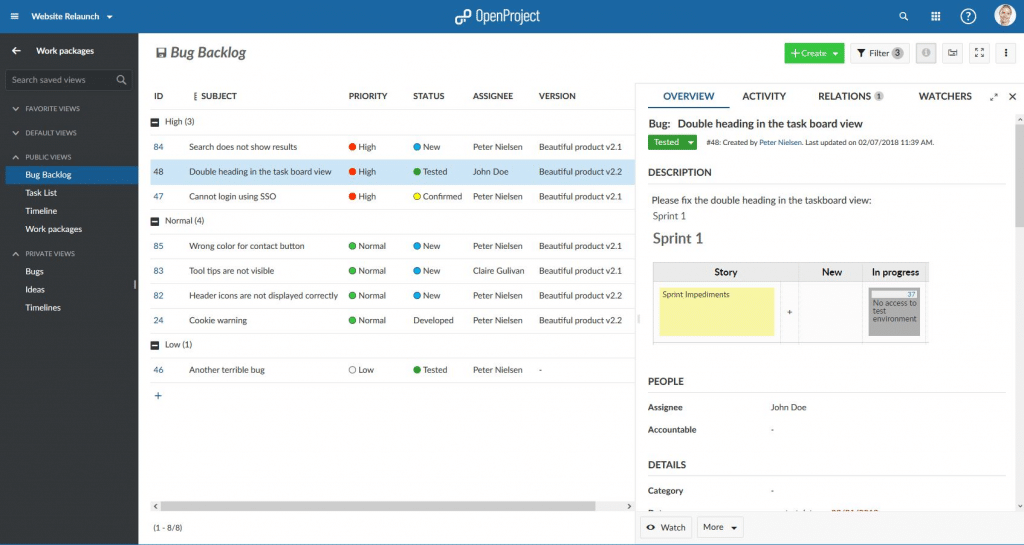 OpenProject open-source project management software