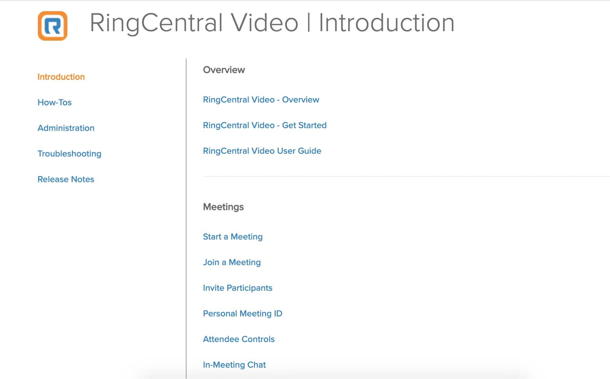 RingCentral’s knowledge base lets customers find answers to a wide range of FAQs.