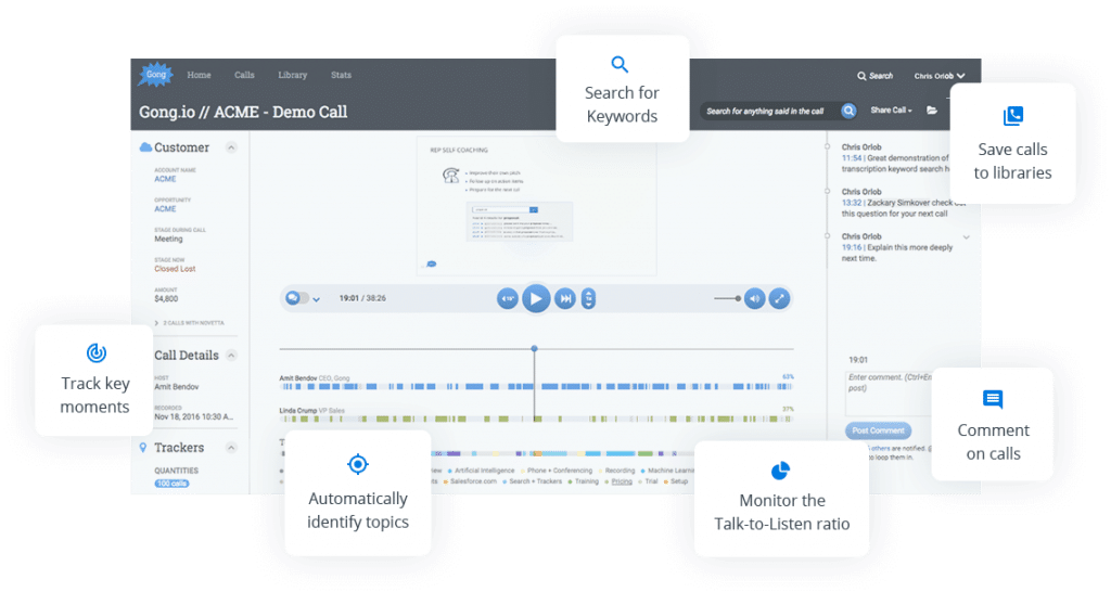 RingCentral’s integration with Gong.io’s AI analytics engine