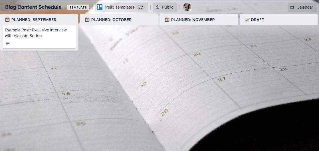 Trello board newsletter planning