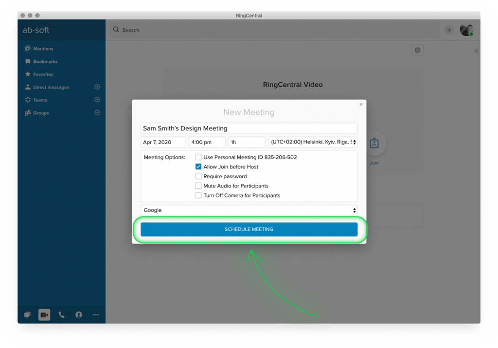 Password protect your meetings on RingCentral Video