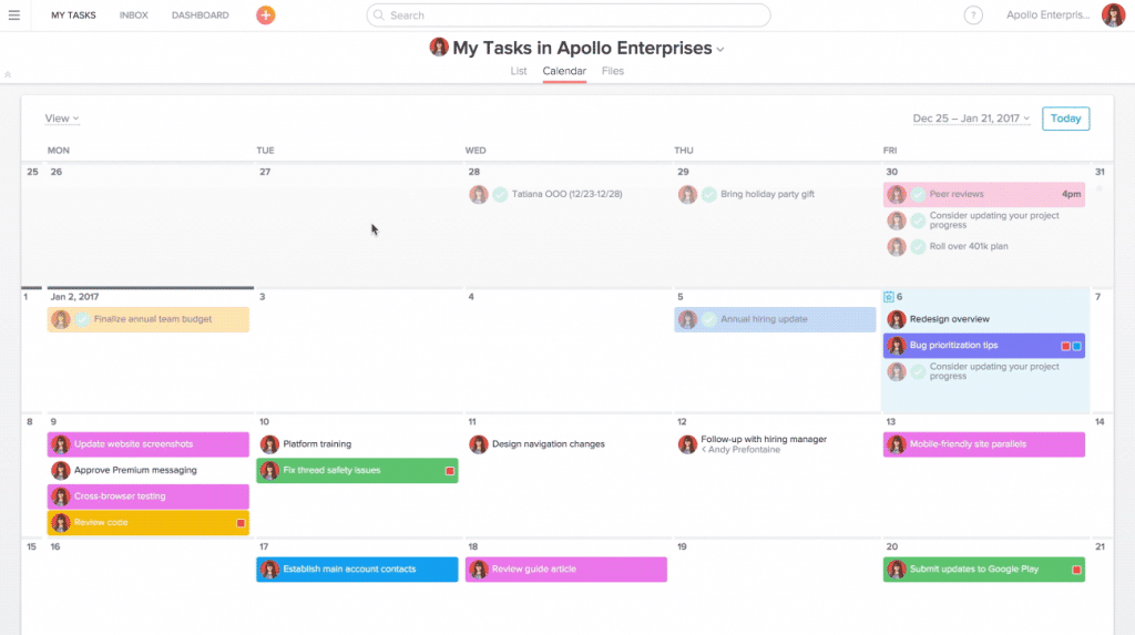 Asana project management tool