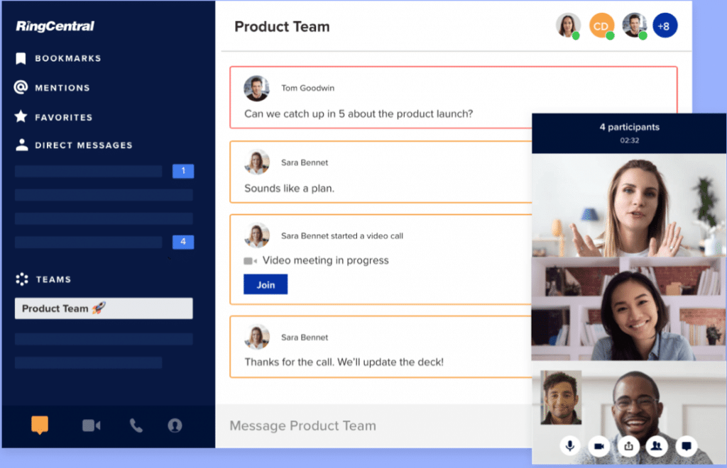 video meetings using RingCentral app