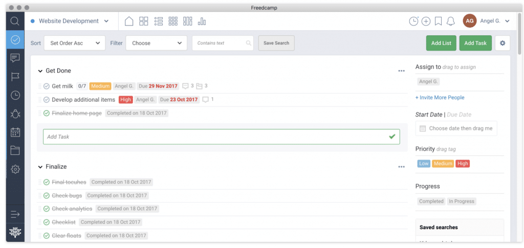 Freedcamp project management software with time-tracking