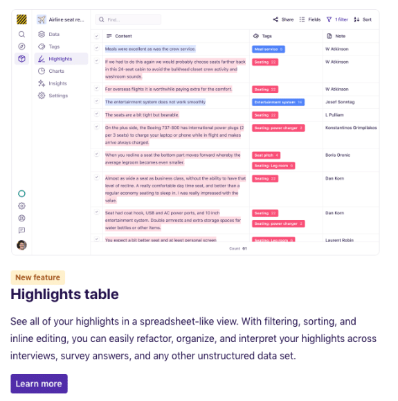 Dovetail new features summary