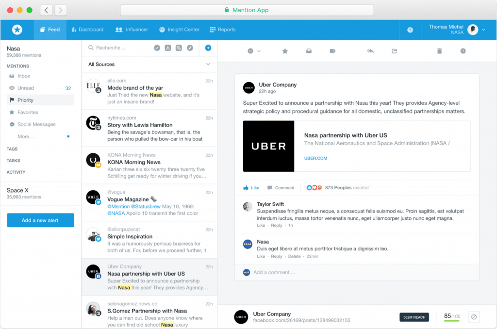 Mention, a social media monitoring and management tool