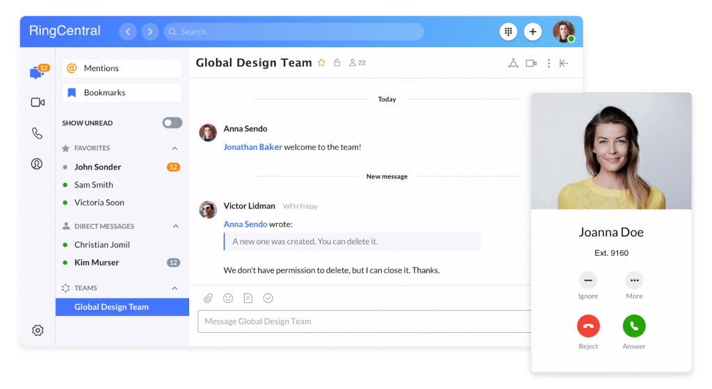 RingCentral team collaboration hub