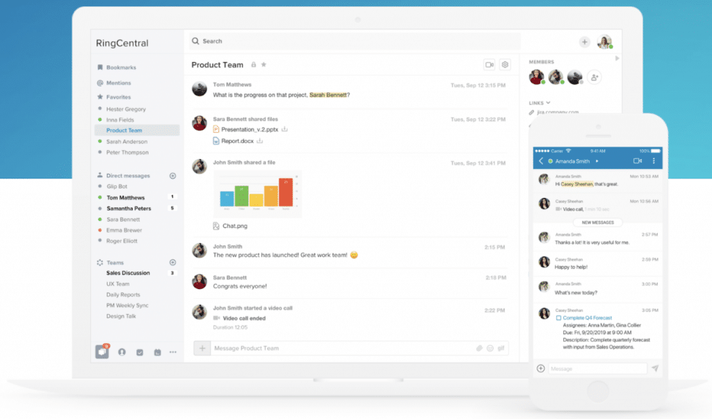 RingCentral Desktop and Mobile App for team messaging