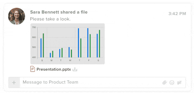 RingCentral app report sharing and quick messaging and commenting