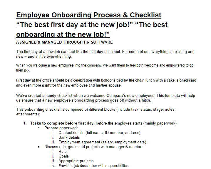 Cake HR's onboarding checklist