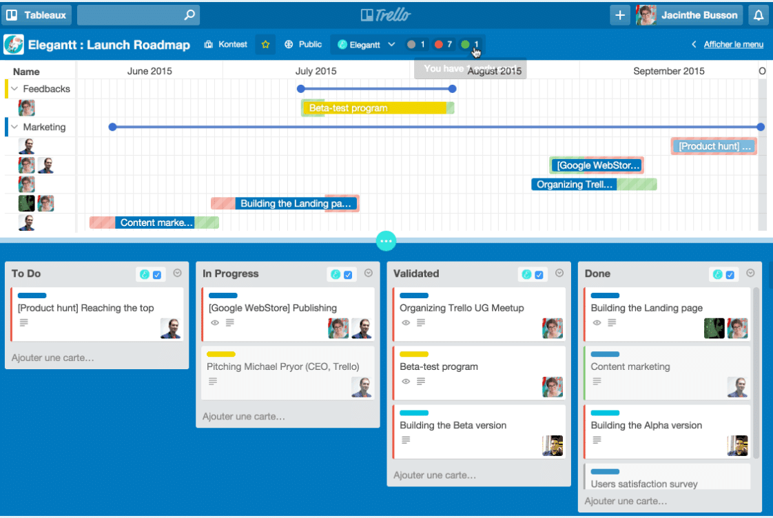 Agile project management tool: Trello.com