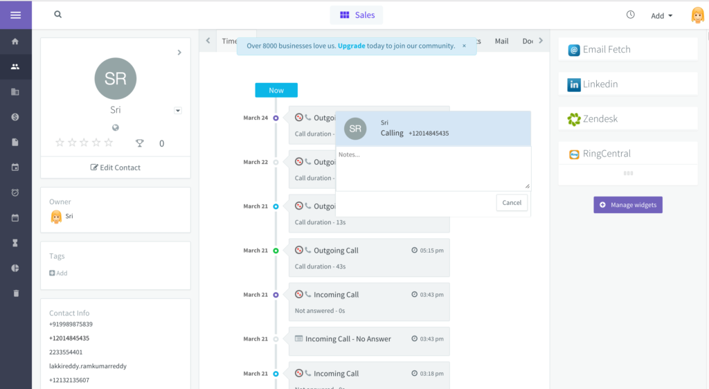 agile crm RingCentral integration