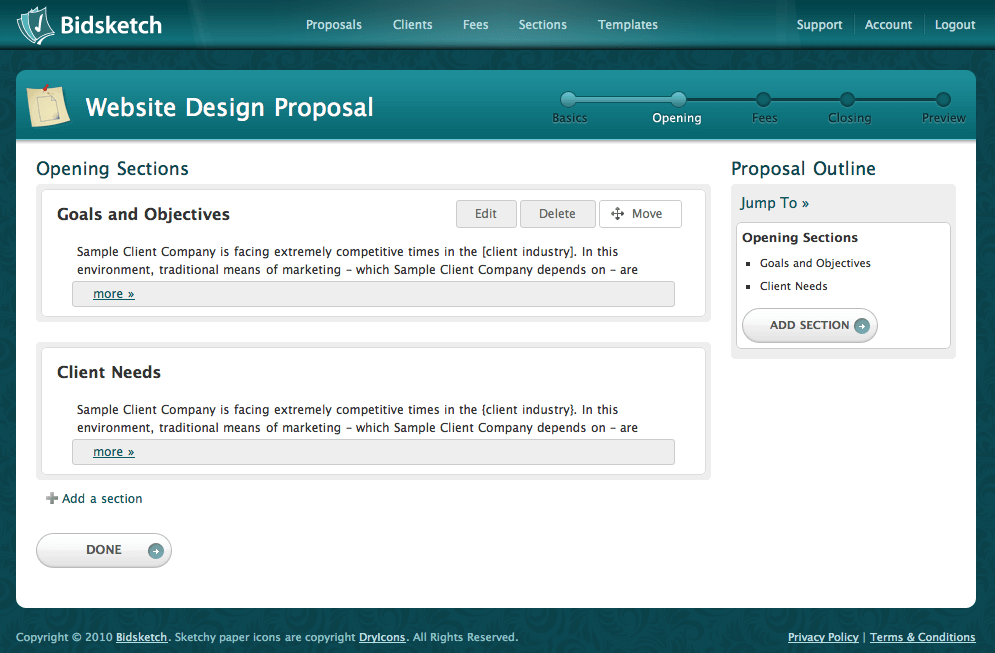 bidsketch proposal management app