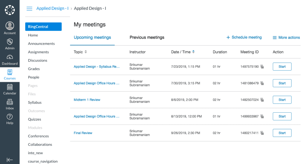 canvas ringcentral integration