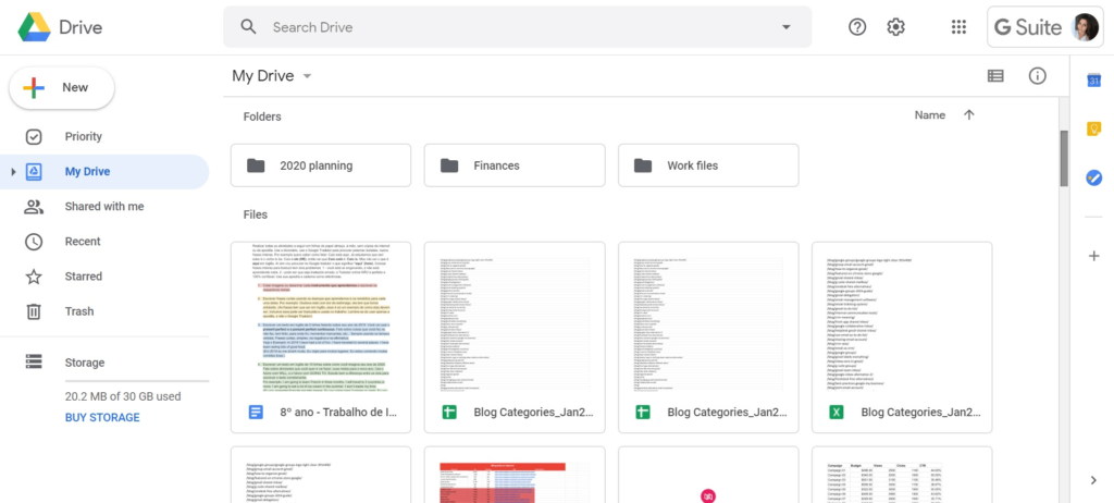 google drive interface