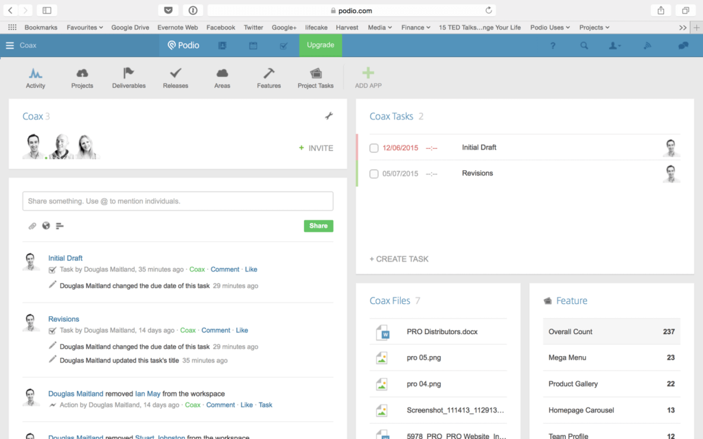 podio team management app's workspaces