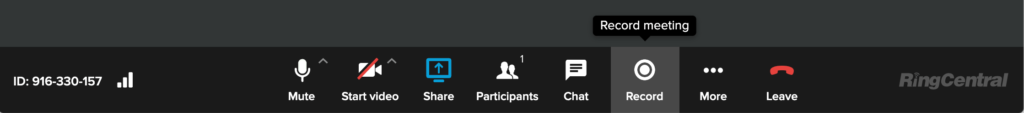 recording an online meeting in RingCentral Video