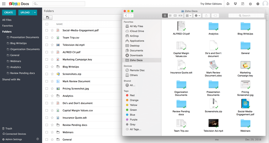 zohodocs file sharing app
