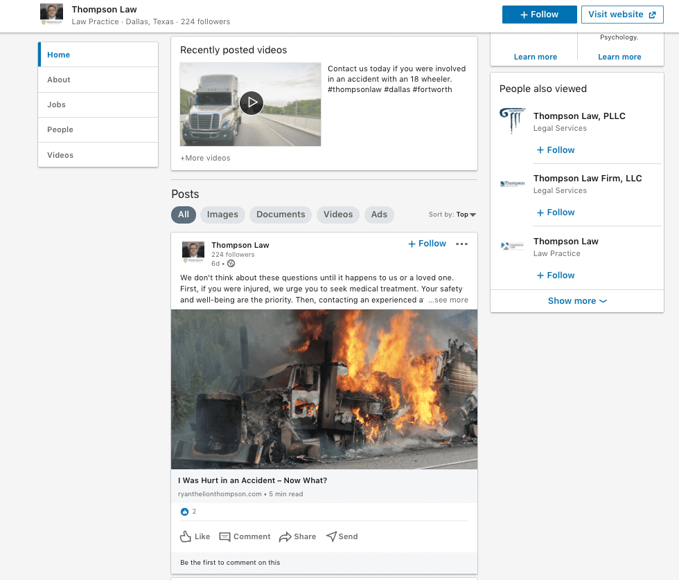law firm linkedin page example