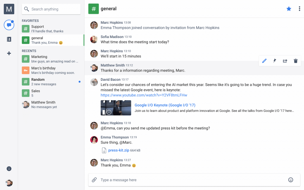 alternatives to slack - chanty messaging app