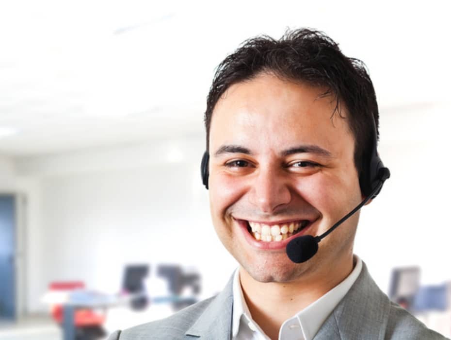 Smiling customer service representative.