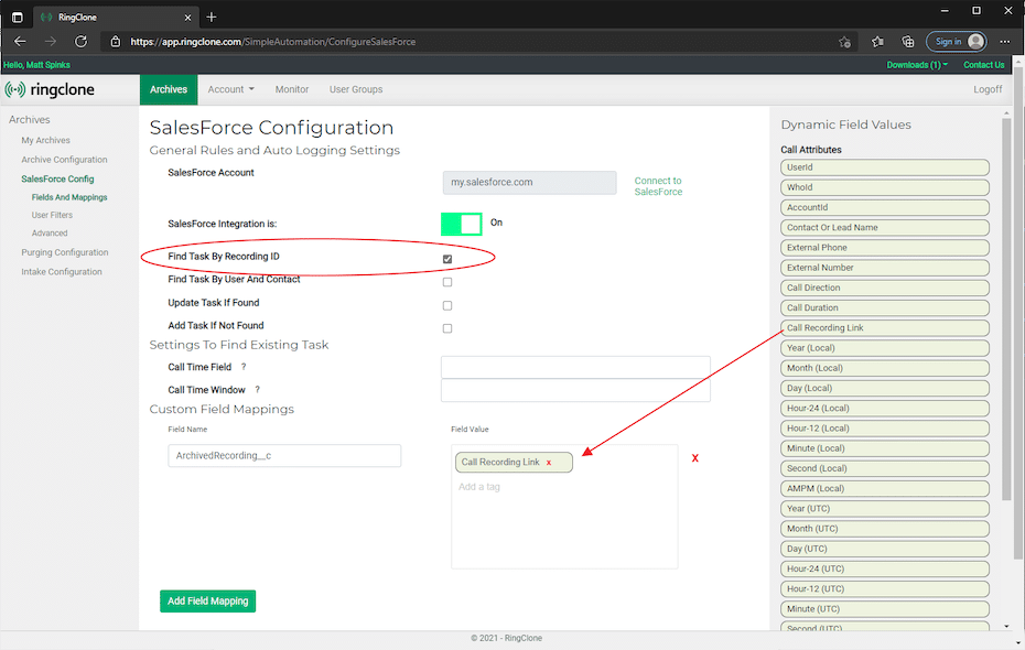 RingClone Salesforce Integration